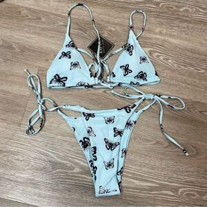 Zaful Sexy Brazilian Bikini Women Two Piece Butterfly Print Split Set